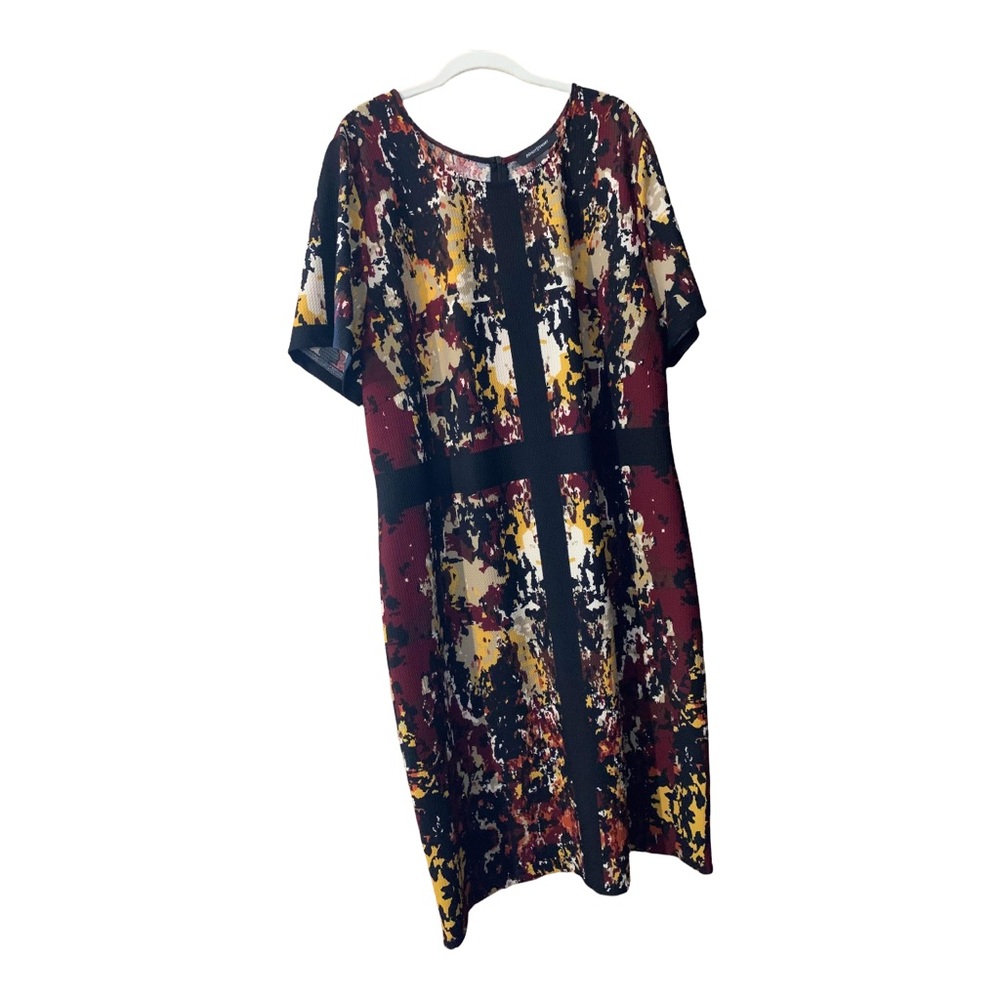 Ashley Stewart Womens Plus Size 28 Multicolor Polyester Spandex Blend Midi Dress